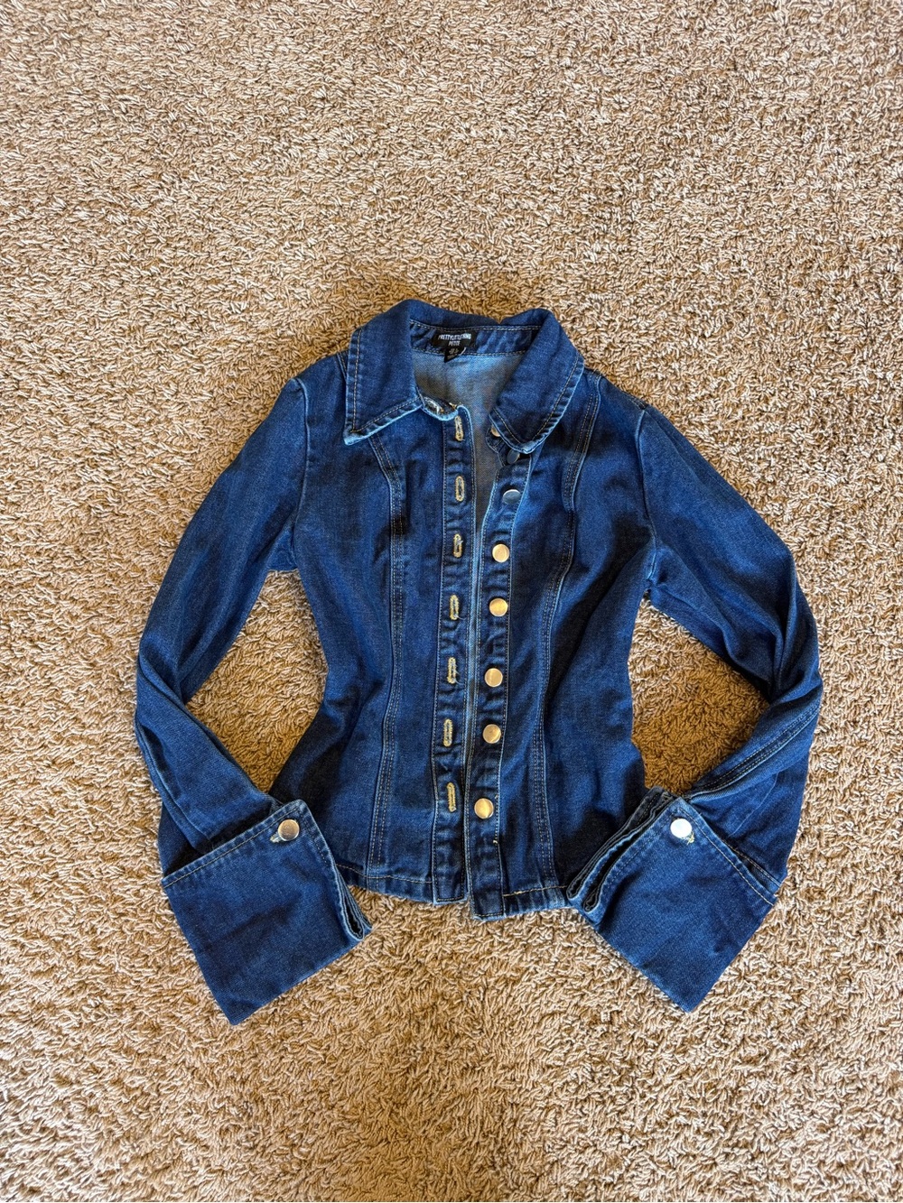 PrettyLittleThing Dark Blue Fitted Denim Shirt